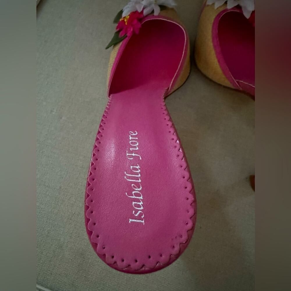 Vintage Isabella Fiore woven mule w flower embellishments. Pink leather NWOT 9.5 - Picture 5 of 9